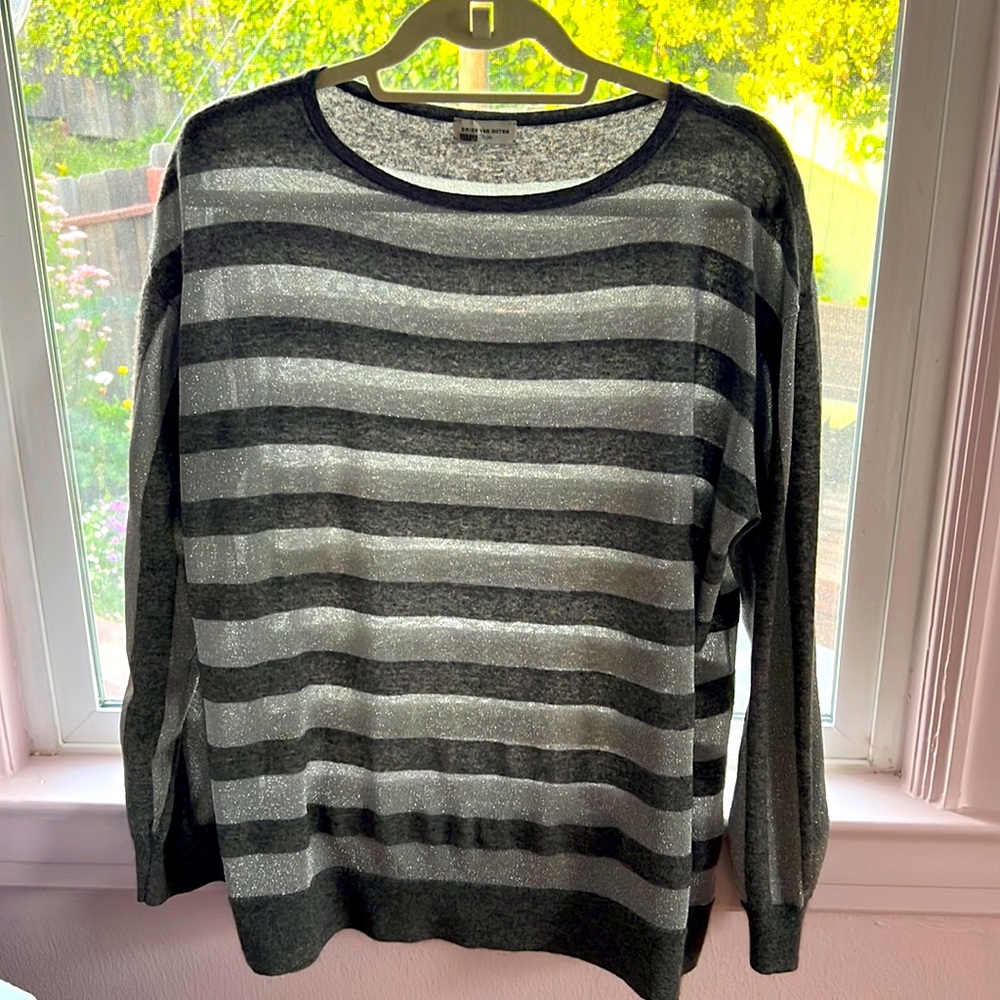 DRIES VAN NOTEN sheer sweater, gray and silver, AMAZING get!